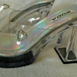 Vintage90s sexy holographic clear platform sandals